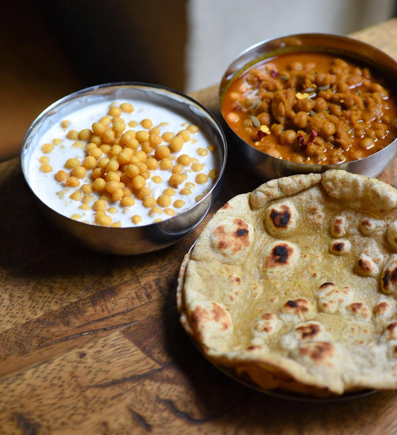 A special Indian dish of dahi vada.