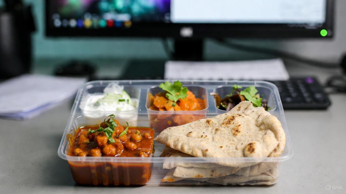 A delicious and healthy Indian meal with roti, dal, and raita.